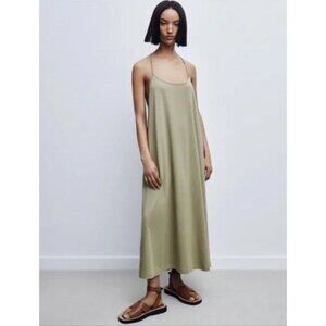 Zara Halter Maxi Dress‎ Womens S Green Pullover Casual Festival Flowy Lagenlook
